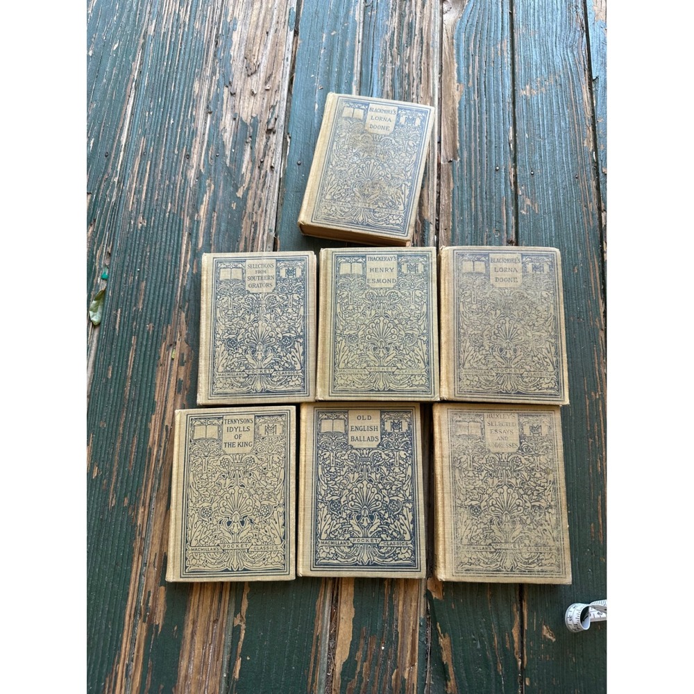 7 Macmillan Pocket Classics Antique Books 1914 Tennyson Lorna Doone Decor Lot